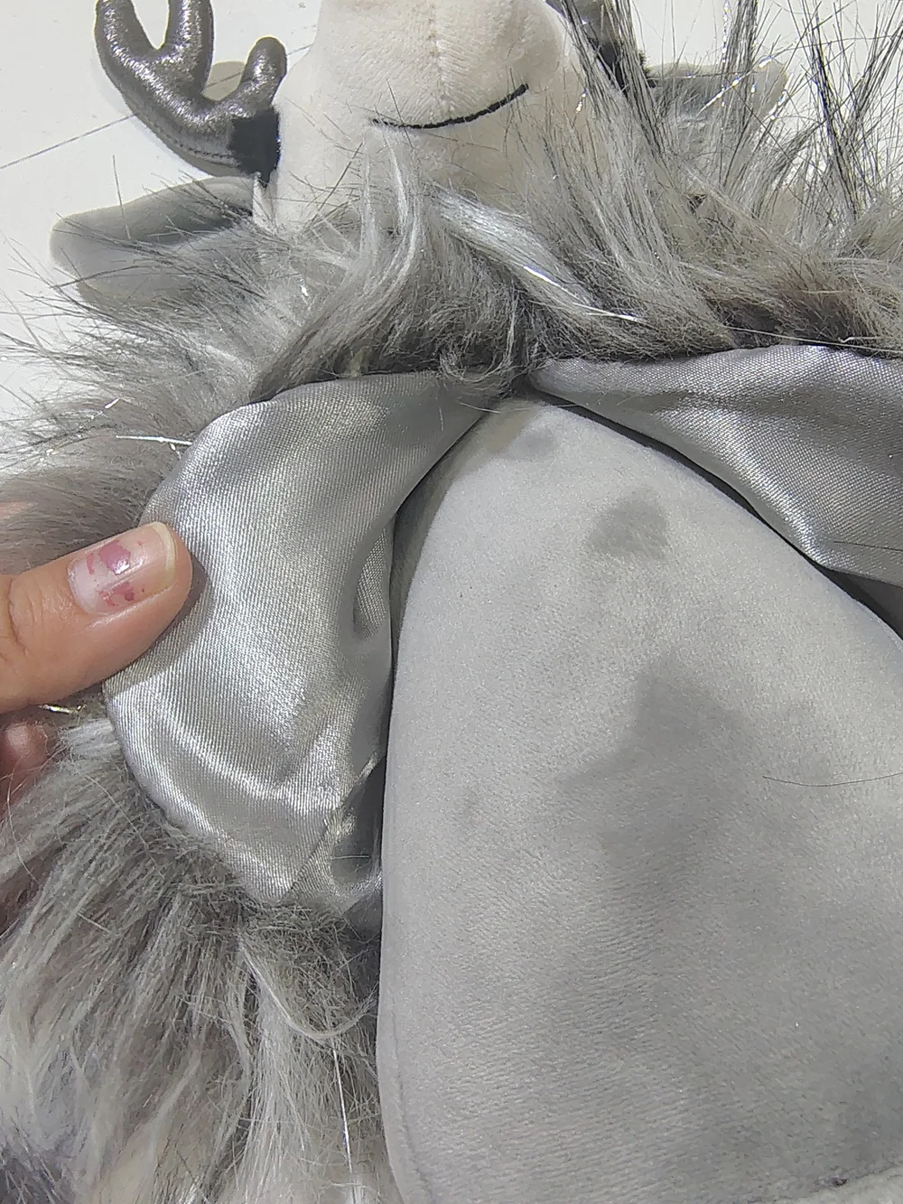 Jellycat Gray Faux Fur Reindeer with Metallic Antlers